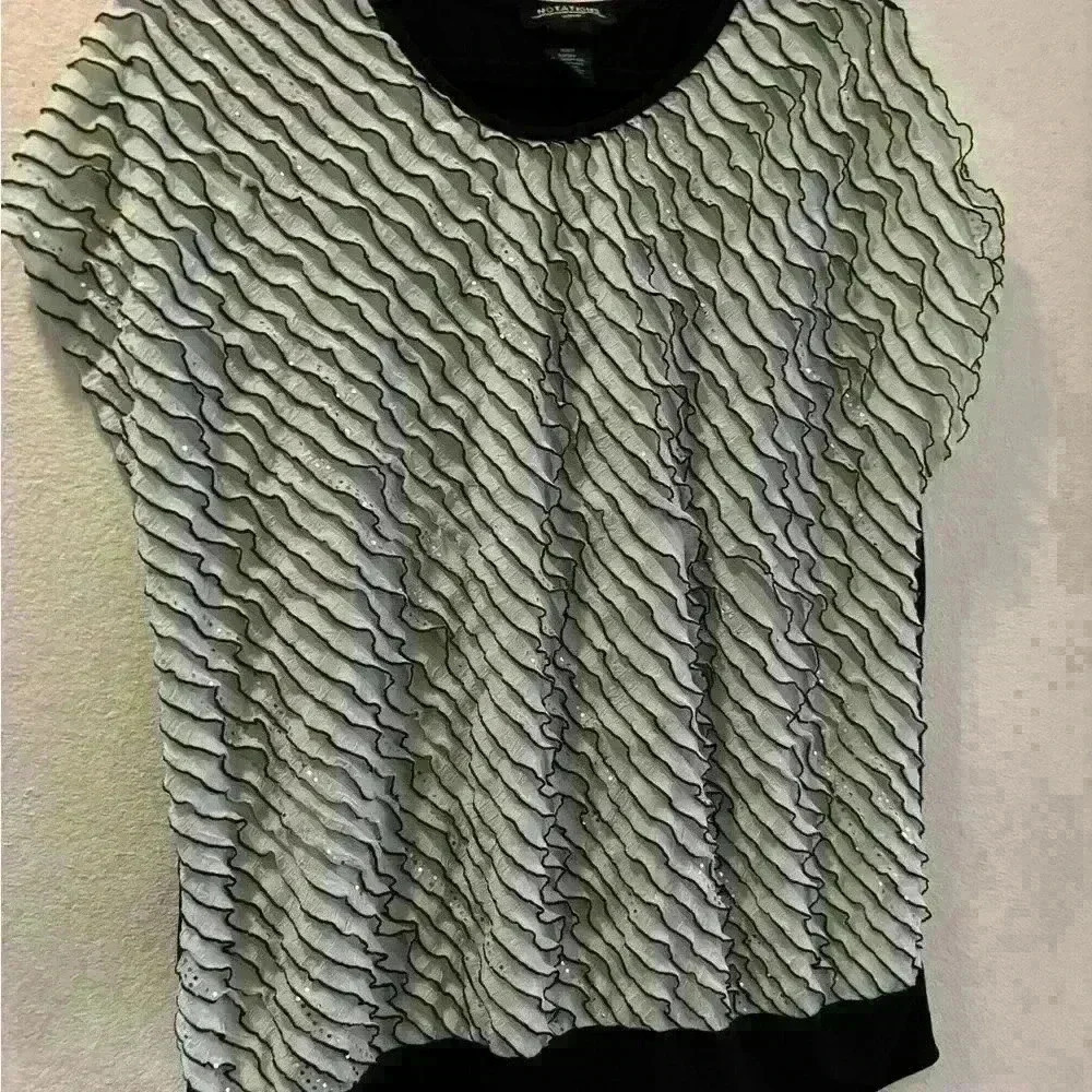 Notations white/black sequence blouse - Picture 2 of 5